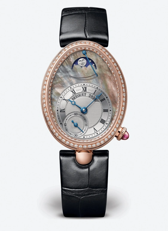 Breguet,Reine de Naples 36.50x28.48mm,36.50x28.48mm,Rose Gold,White,Black,Automatic,In-house Caliber,Sapphire,Crystal Glass,8908BR,8908BR/5T/964/D00D3L