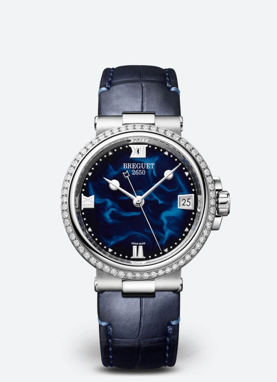 Breguet,Marine 33.80mm,33.80mm,Stainless Steel,Luminous,Blue,Automatic,38hours,In-house Caliber,9518ST,9518ST/E2/984/D000