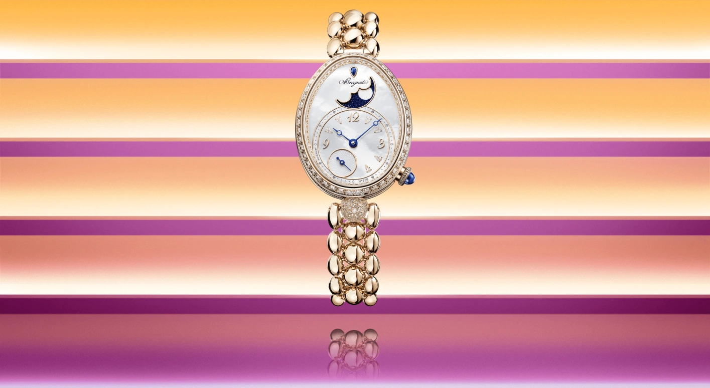 Breguet,Reine de Naples 28.50mm,28.50mm,Breguet gold,White,Automatic,Moonphase,45hours,9935BH,9935BH/5W/J40 D0