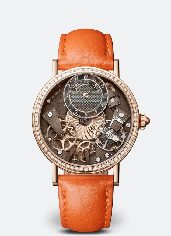 Breguet,Tradition 37mm,37mm,Rose Gold,Brown,Automatic,Power Reserve Indicator,50hours,7038BR,7038BR/CT/3V6/D00D