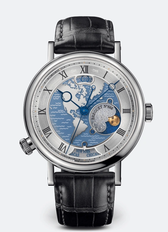 Breguet,Classique 43mm,43mm,Platinum,Blue,Silver,Automatic,Day,Dule Time,Day / Night Indication,5717PT,5717PT/US/9ZU