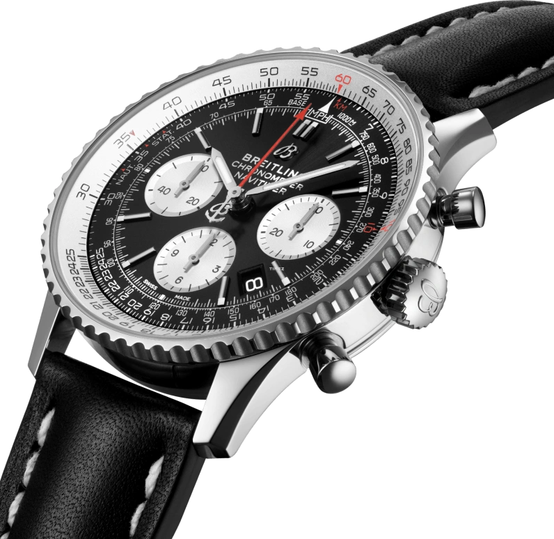 Breitling,Navitimer 43mm,43mm,Stainless Steel,Black,Automatic,Chronograph,Day,AB0121211B1X2