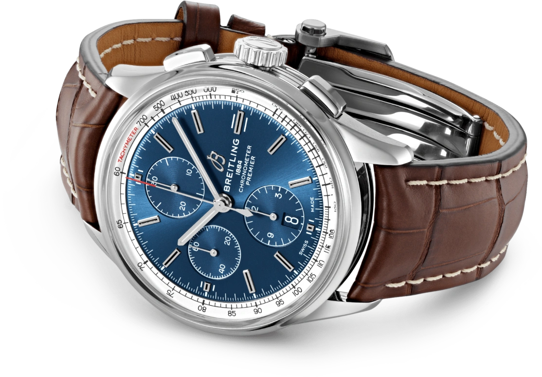 Breitling,Premier 42mm,42mm,Stainless Steel,Blue,Automatic,Chronograph,Date,Compass,A13315351C1P1