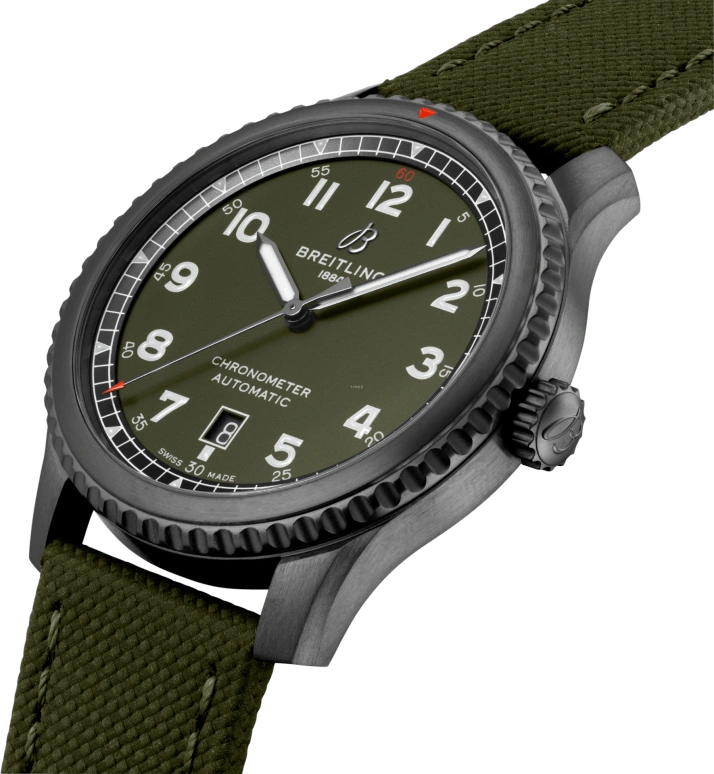 Breitling,Aviatior 8 41mm,41mm,Stainless Steel,Green,Automatic,Chronograph,Date,Anti-magnetic,M173152A1L1X1