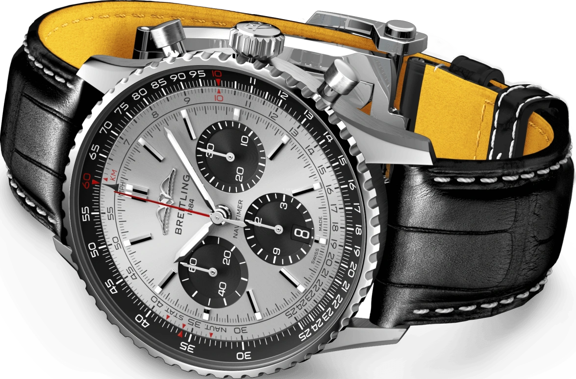 Breitling,Navitimer 43mm,43mm,Stainless Steel,Silver,Automatic,Chronograph,Day,AB0138241G1P1