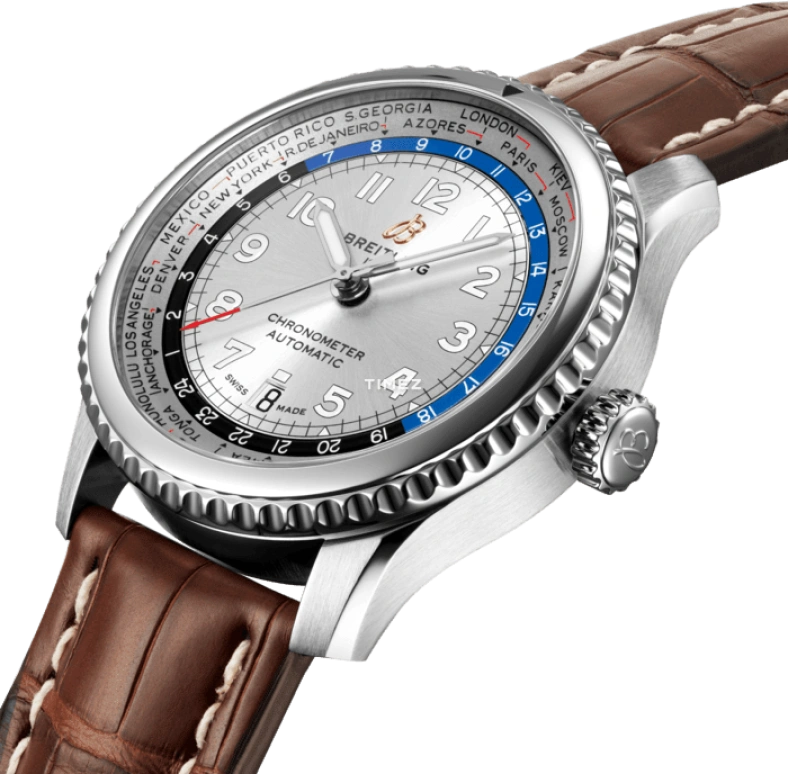 Breitling,Aviatior 8 43mm,43mm,Stainless Steel,Silver,Automatic,Day,World Time,AB3521U01G1P3