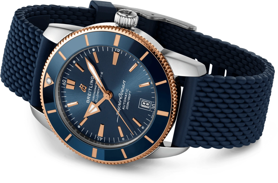 Breitling,Superocean Heritage 42mm,42mm,Red Gold,Stainless Steel,Blue,Automatic,Day,70hours,UB2010161C1S1