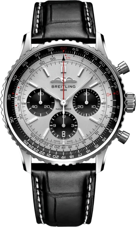 Breitling,Navitimer 43mm,43mm,Stainless Steel,Silver,Automatic,Chronograph,Day,AB0138241G1P1