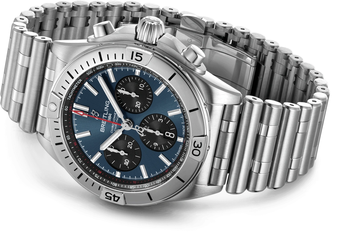 Breitling,Chronomat 42mm,42mm,Stainless Steel,Blue,Automatic,Chronograph,Day,Column Wheel,AB0134101C1A1