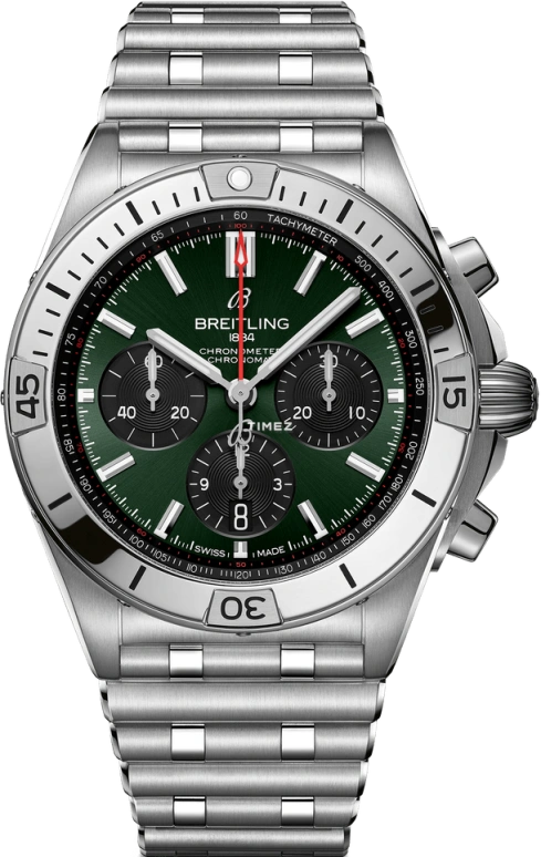 Breitling,Chronomat 42mm,42mm,Stainless Steel,Green,Black,Automatic,Chronograph,Day,AB0134101L2A1