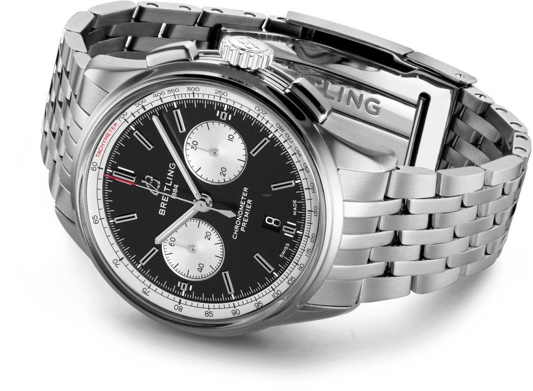 Breitling,Premier 42mm,42mm,Stainless Steel,Black,Automatic,Chronograph,Day,AB0118371B1A1