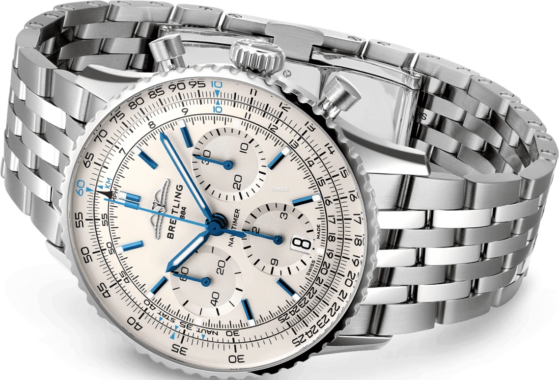 Breitling,Navitimer 41mm,41mm,Stainless Steel,White,Automatic,Chronograph,Day,AB0139A71G1A1