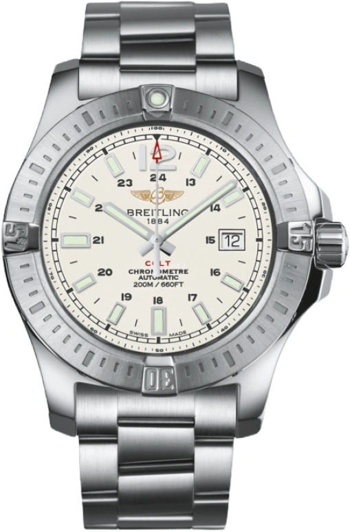 Breitling,Colt 44mm,44mm,Stainless Steel,Silver,Automatic,Chronograph,Date,Anti-magnetic,A1738811,A1738811/G791/173A
