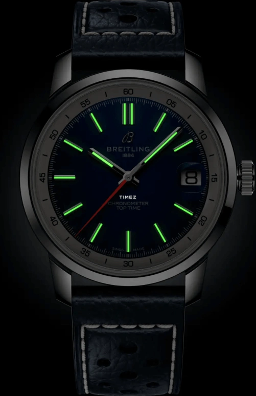 Breitling,Top Time 38mm,38mm,Stainless Steel,Blue,White,Automatic,Day,78hours,AB3113A71C1X1