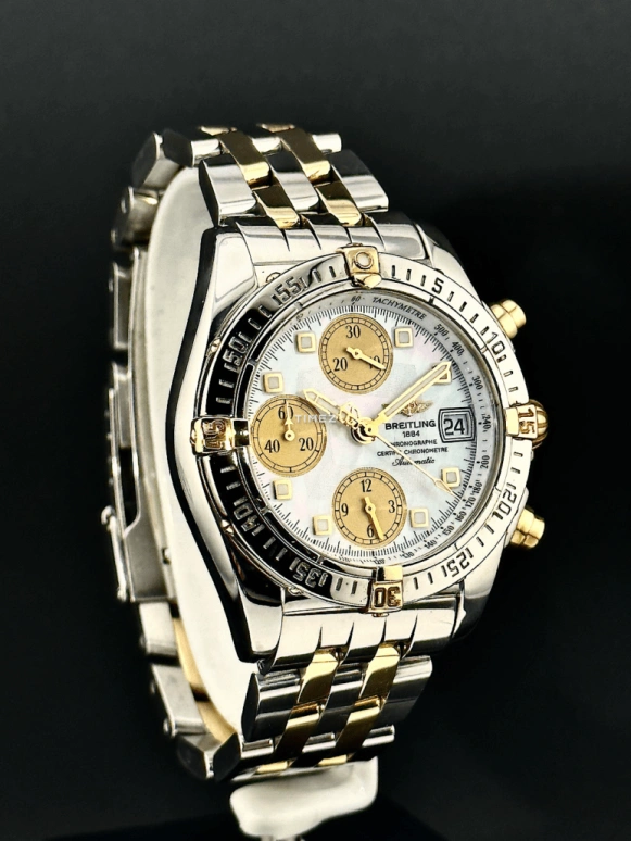 Breitling,Cockpit 39mm,39mm,Stainless Steel,White,Automatic,Chronograph,Day,B13357