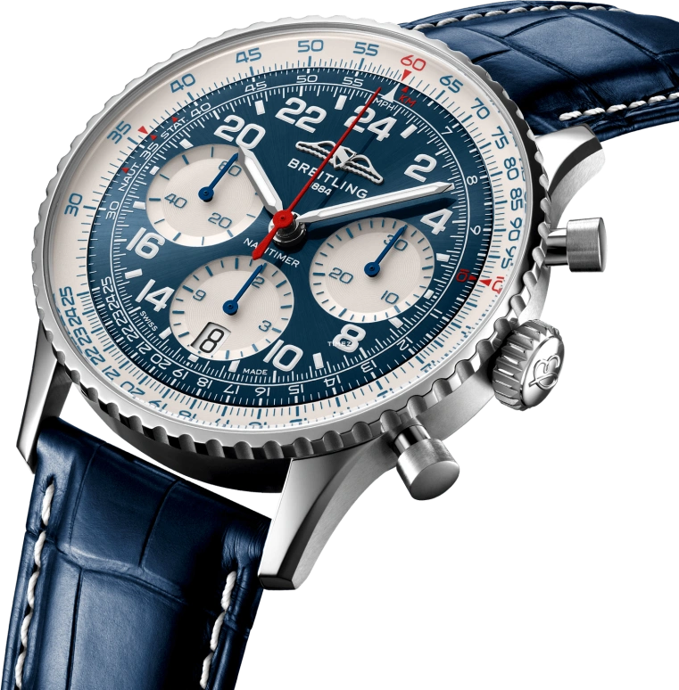 Breitling,Navitimer 41mm,41mm,Platinum,Blue,Handwound,Chronograph,Day,LB0240211C1P1