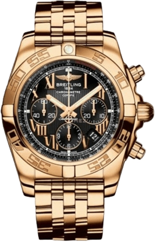 Breitling,Chronomat 43.50mm,43.50mm,Rose Gold,Black,Automatic,Chronograph,Day,Column Wheel,HB011012,HB011012/B957/375H
