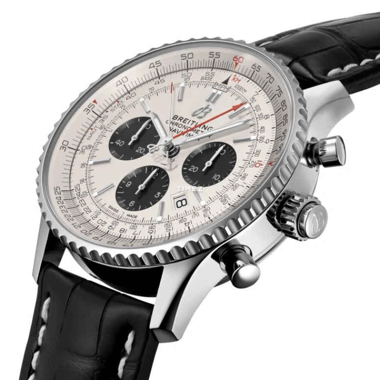 Breitling,Navitimer 45mm,45mm,Stainless Steel,White,Black,Automatic,Chronograph,Day,Rattrapante,AB0311211G1P2