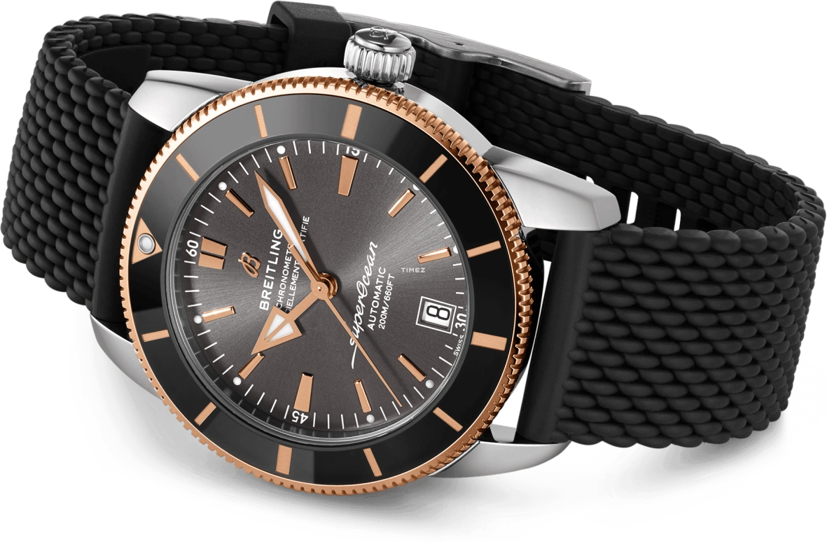 Breitling,Superocean Heritage 42mm,42mm,Red Gold,Stainless Steel,Grey,Automatic,Day,70hours,UB20102A1B1S1