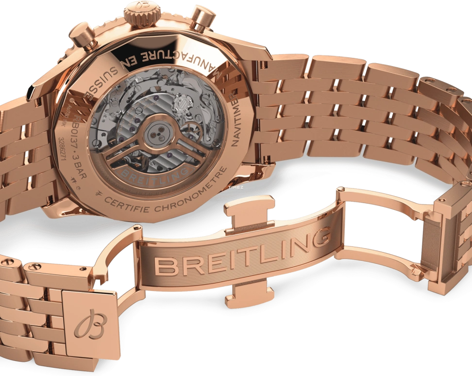 Breitling,Navitimer 46mm,46mm,Red Gold,Silver,Automatic,Chronograph,Day,RB0137241G1R1