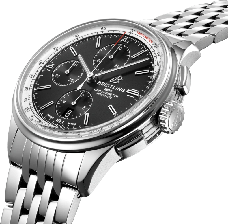 Breitling,Premier 42mm,42mm,Stainless Steel,Black,Automatic,Chronograph,Date,Compass,A13315351B1A1