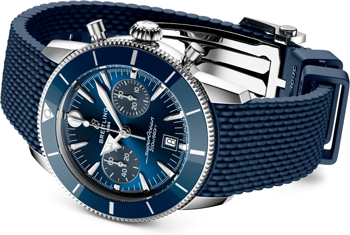 Breitling,Superocean Heritage 44mm,44mm,Stainless Steel,Ceramic,Blue,Automatic,Chronograph,Day,AB0156161C1S1