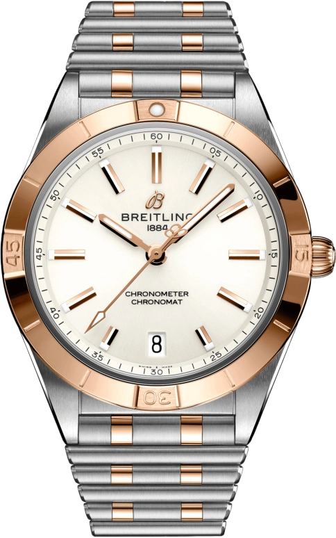 Breitling,Chronomat 36mm,36mm,Red Gold,Stainless Steel,White,Automatic,Chronograph,Day,U10380101A1U1