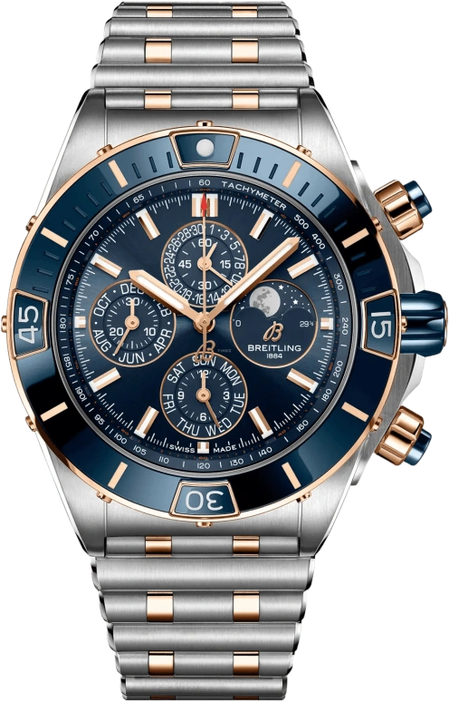 Breitling,Chronomat 44mm,44mm,Ceramic,Red Gold,Stainless Steel,Blue,Automatic,Chronograph,Moonphase,1461 Calendar,Month,96hours,In-house Caliber,U19320161C1U1