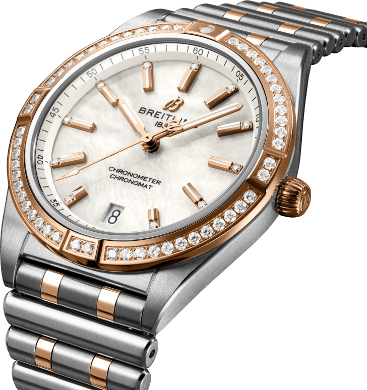 Breitling,Chronomat 36mm,36mm,Red Gold,Stainless Steel,White,Automatic,Chronograph,Day,U10380591A2U1
