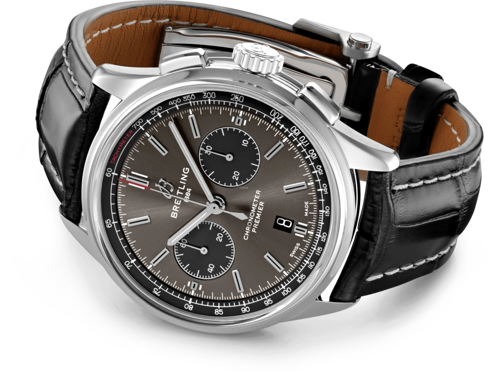 Breitling,Premier 42mm,42mm,Stainless Steel,Grey,Black,Automatic,Chronograph,Day,AB0118221B1P1