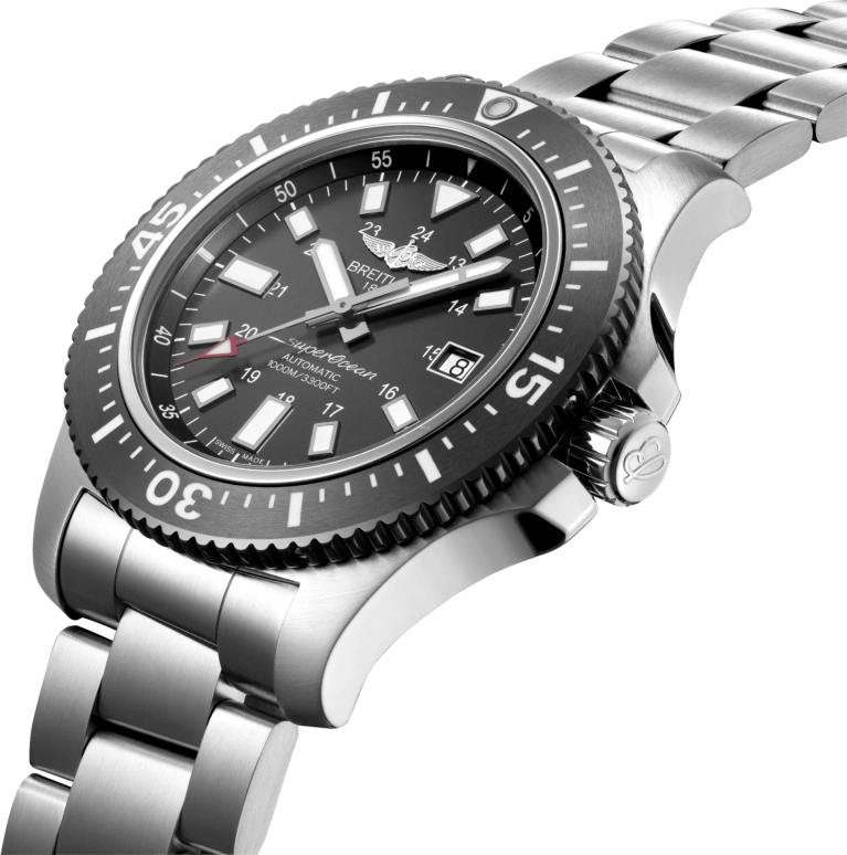 Breitling,Superocean 44mm,44mm,Ceramic,Stainless Steel,Black,Automatic,Day,40hours,Y17393101B1A1