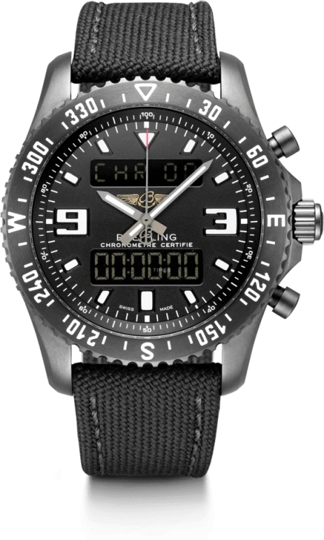 Breitling,Chronospace 46mm,46mm,Stainless Steel,Black,Quartz,Chronograph,Perpetual Calendar,Date,Day,In-house Caliber,Sapphire,M78367101B1W1