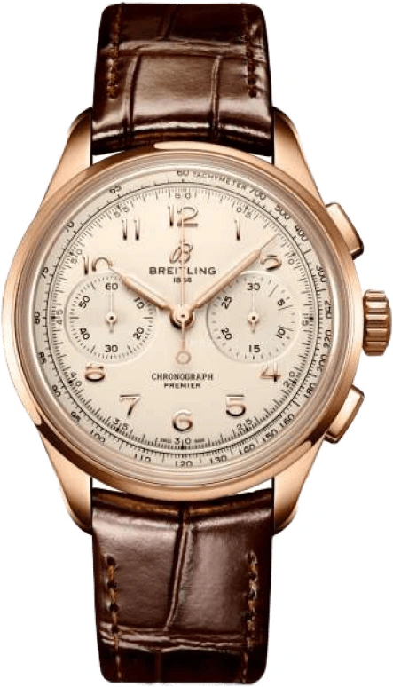 Breitling,Premier 40mm,40mm,Red Gold,Silver,Handwound,Chronograph,70hours,RB0930371G1P1