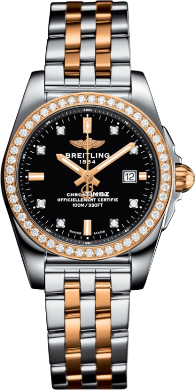 Breitling,Galactic 29mm,29mm,Stainless Steel,Rose Gold,Black,Quartz,C7234853,C7234853/BE86/791C