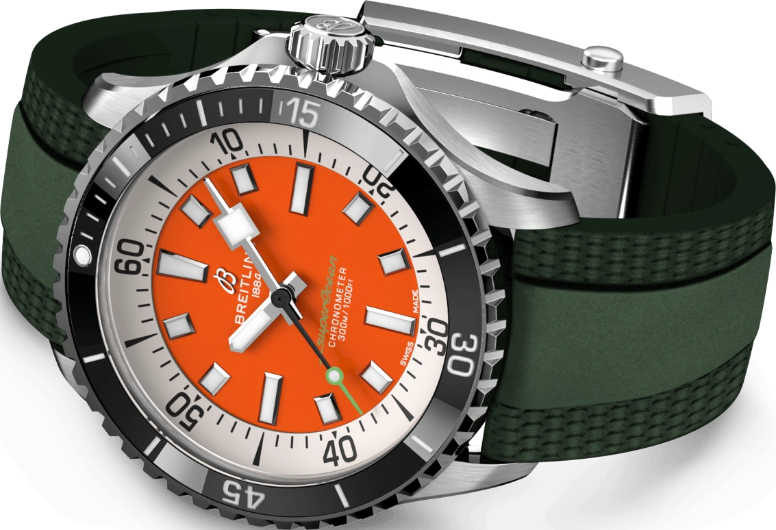 Breitling,Superocean 42mm,42mm,Stainless Steel,Orange,Automatic,40hours,In-house Caliber,A173751A1O1S1