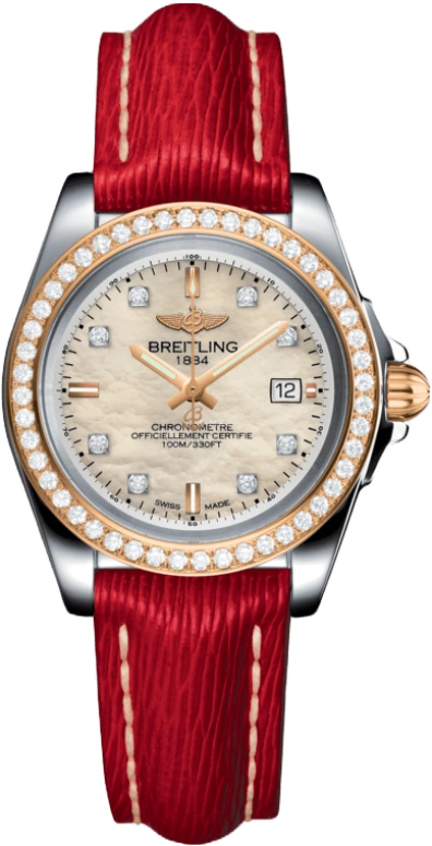 Breitling,Galactic 32mm,32mm,Rose Gold,Stainless Steel,White,Quartz,Day,26280hours,C7133053,C7133053/A803/209X/A14BA.1