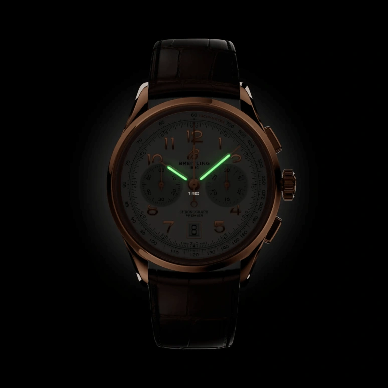 Breitling,Premier 42mm,42mm,Red Gold,White,Automatic,Chronograph,Day,RB0145371G1P2