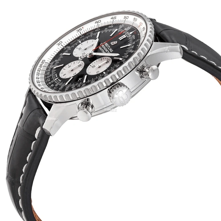 Breitling,Navitimer 46mm,46mm,Stainless Steel,Black,White,Automatic,Chronograph,Day,AB0127211B1P2