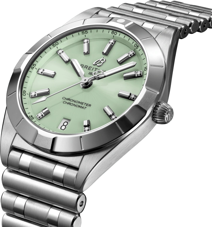 Breitling,Chronomat 32mm,32mm,Stainless Steel,Green,Quartz,26280hours,In-house Caliber,A77310101L1A1