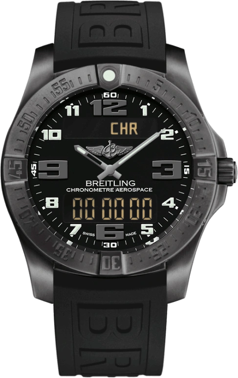 Breitling,Aerospace 43mm,43mm,Titanium,Black,Quartz,Chronograph,Perpetual Calendar,Date,Day,In-house Caliber,Sapphire,V79363101B1S1
