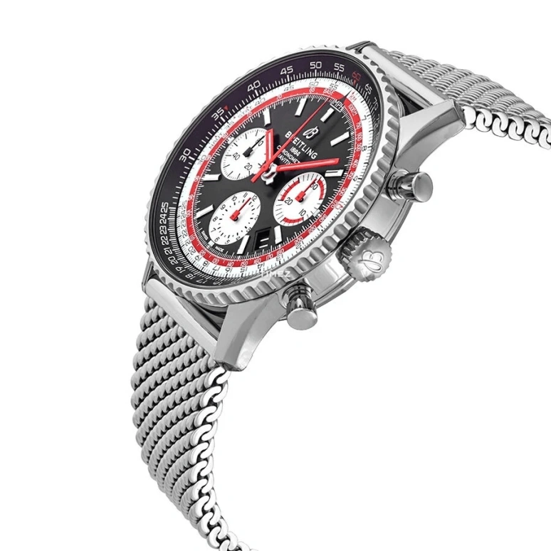 Breitling,Navitimer 43mm,43mm,Stainless Steel,Black,Automatic,Chronograph,Day,AB01211B1B1A1
