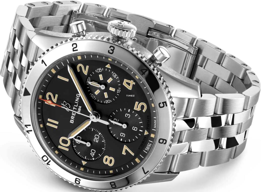 Breitling,Classic AVI 42mm,42mm,Stainless Steel,Black,Automatic,Chronograph,42hours,A233803A1B1A1