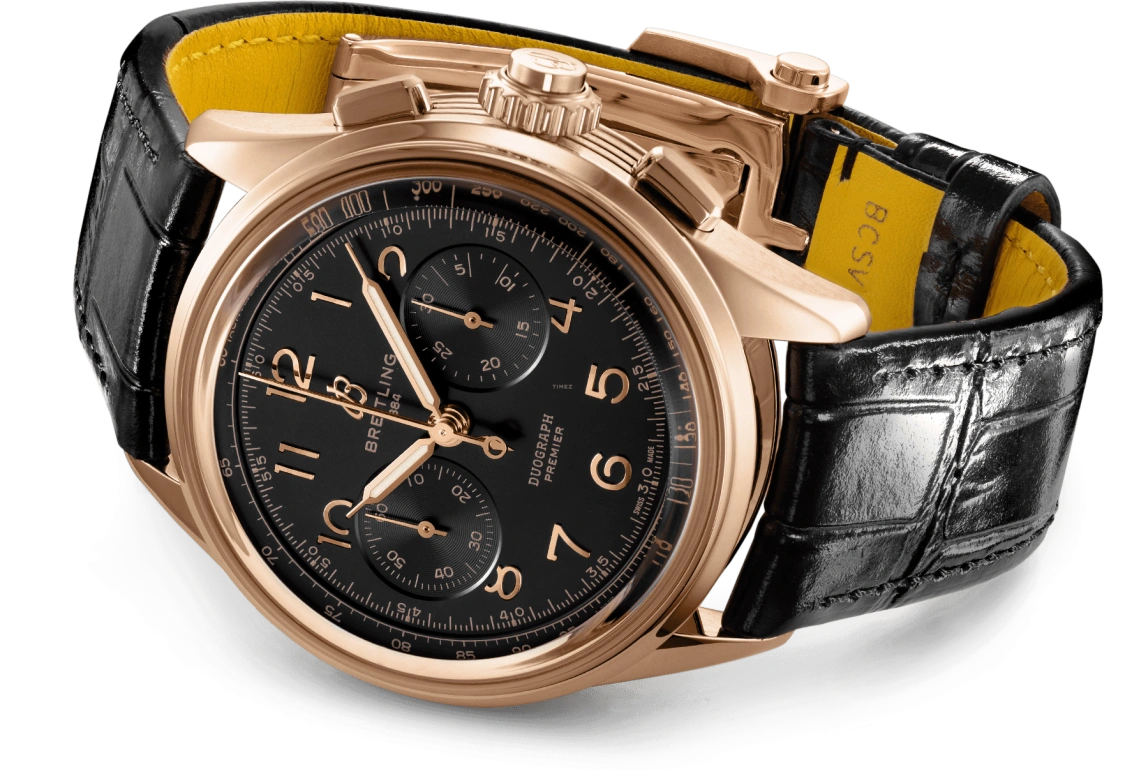 Breitling,Premier 42mm,42mm,Red Gold,Black,Handwound,Chronograph,Rattrapante,RB1510251B1P1