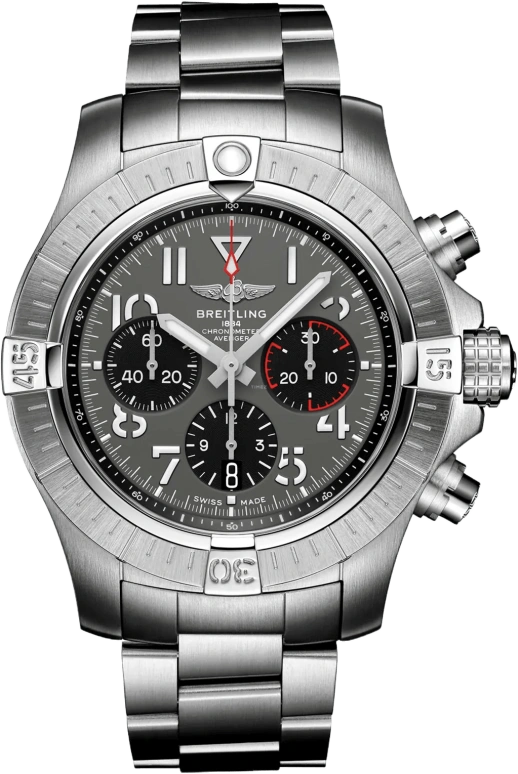 Breitling,Avenger 45mm,45mm,Stainless Steel,Grey,Automatic,Chronograph,Date,Column Wheel,AB01821A1B1A1