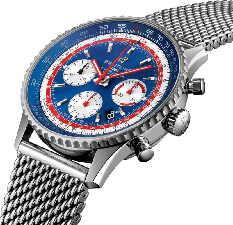Breitling,Navitimer 43mm,43mm,Stainless Steel,Blue,White,Automatic,Chronograph,Day,AB01212B1C1A1