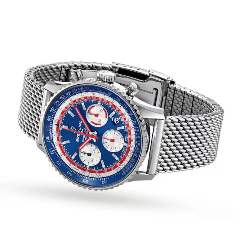 Breitling,Navitimer 43mm,43mm,Stainless Steel,Blue,White,Automatic,Chronograph,Day,AB01212B1C1A1