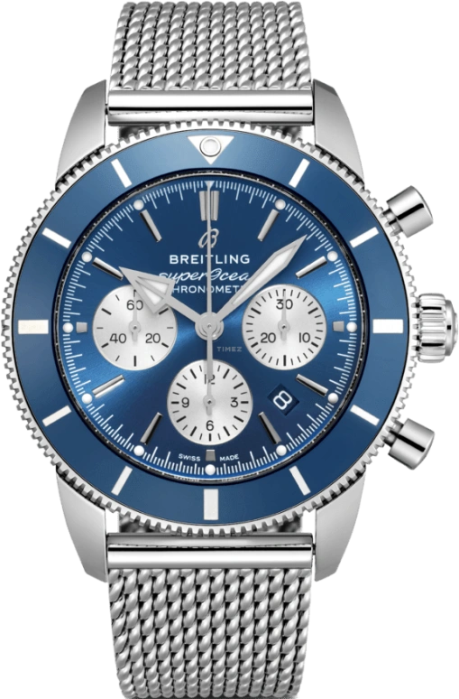 Breitling,Superocean Heritage 44mm,44mm,Stainless Steel,Blue,Silver,Automatic,Chronograph,Day,AB0162161C1A1