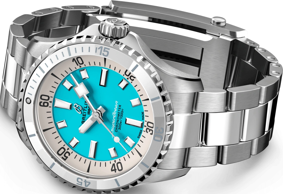 Breitling,Superocean 36mm,36mm,Stainless Steel,Turquoise,Stone Green,Automatic,40hours,In-house Caliber,A17377211C1A1