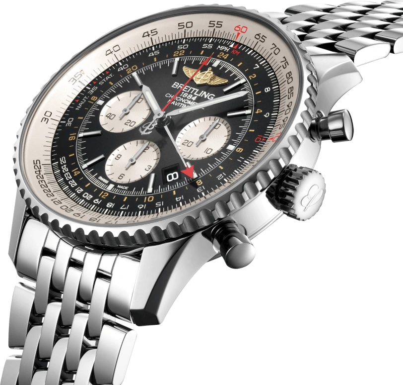 Breitling,Navitimer 48mm,48mm,Stainless Steel,Black,White,Automatic,Chronograph,Day,AB0441211B1A1