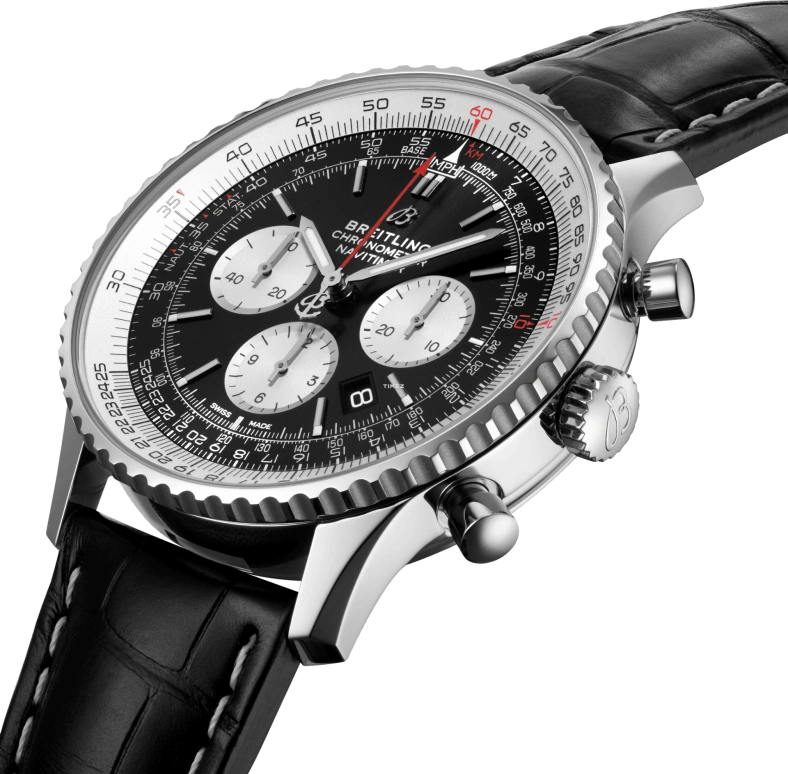 Breitling,Navitimer 46mm,46mm,Stainless Steel,Black,White,Automatic,Chronograph,Day,AB0127211B1P1